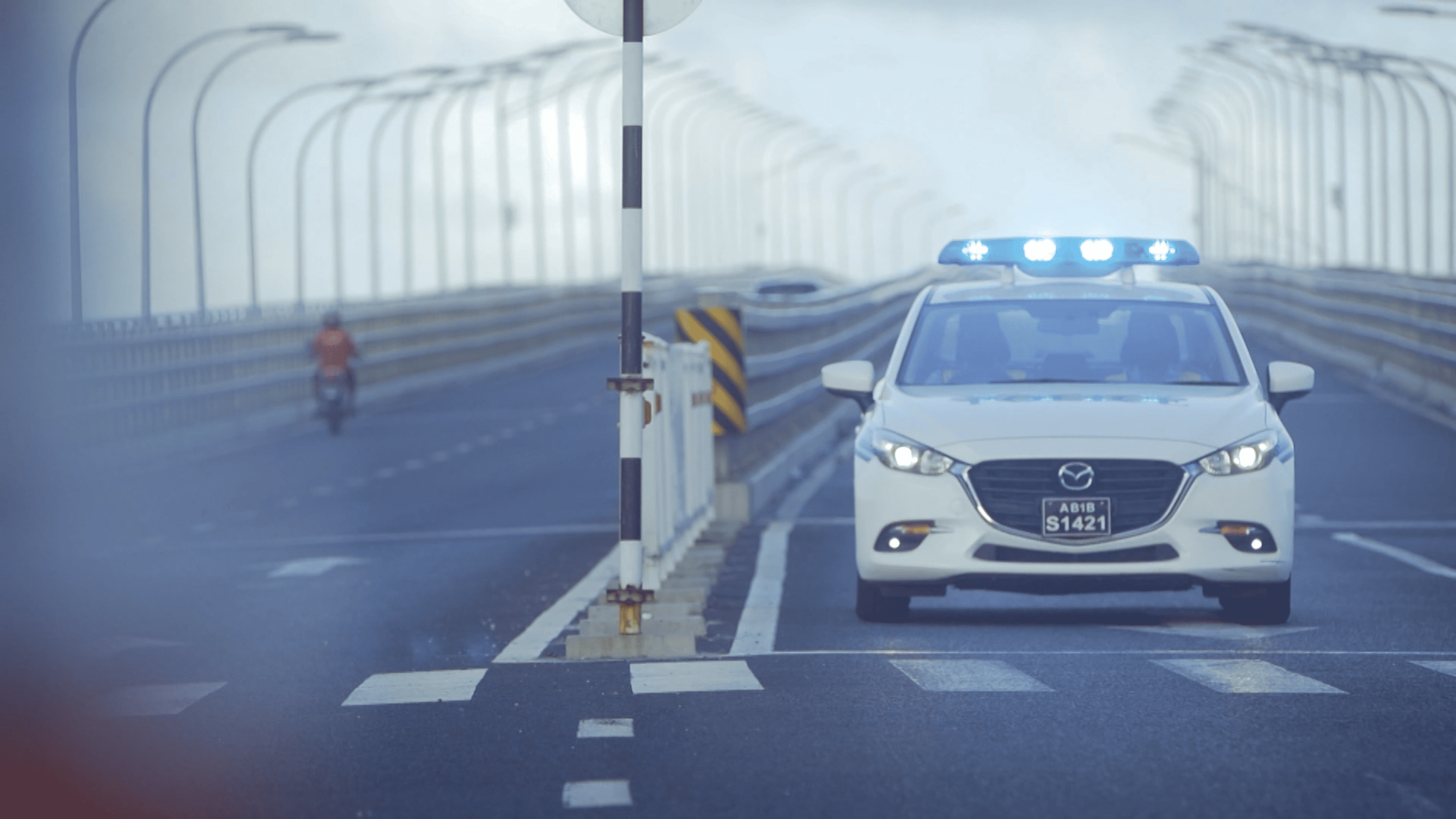 Maldives Police Service patrol vehicle on the bridge
